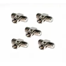 F Type 3-Way Connector T-Shape Adapter for CATV & Satellite Cable - 6pcs