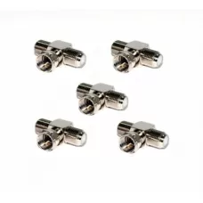 F Type 3-Way Connector T-Shape Adapter for CATV & Satellite Cable - 6pcs